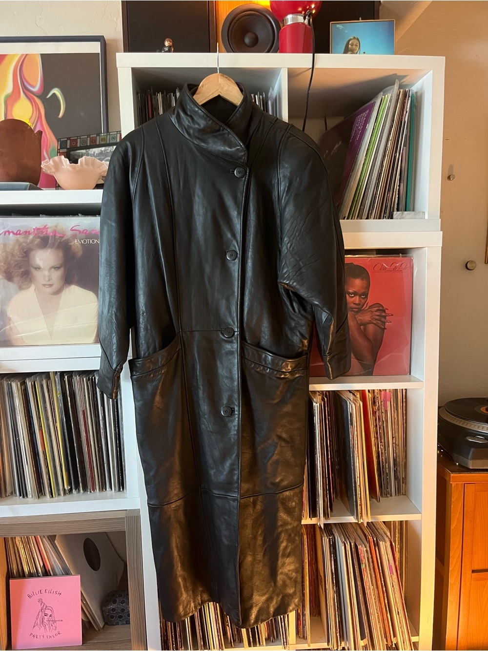 Vintage LNR Black Leather  Trench Coat Women’s S